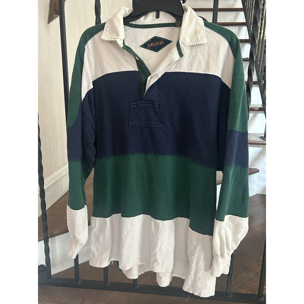 Men's Large Halifax Outfitter Long Sleeve Rugby Shirt Vintage Color Block